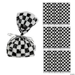 Black and White Checkered Cellophane Bags-12Pk